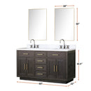 Lexora Abbey 60 in W x 22 in D Double Bath Vanity, Carrara Marble Top, and Faucet Set