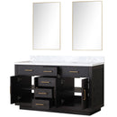 Lexora Abbey 60 in W x 22 in D Double Bath Vanity, Carrara Marble Top, and 28 in Mirrors