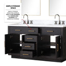 Lexora Abbey 60 in W x 22 in D Double Bath Vanity, Carrara Marble Top, and 28 in Mirrors