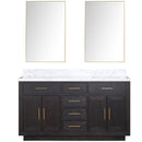 Lexora Abbey 60 in W x 22 in D Double Bath Vanity, Carrara Marble Top, and 28 in Mirrors