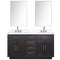 Lexora Abbey 60 in W x 22 in D Double Bath Vanity, Carrara Marble Top, Faucet Set, and 28 in Mirrors