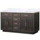 Lexora Abbey 60 in W x 22 in D Double Bath Vanity and Carrara Marble Top