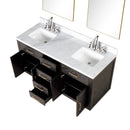 Lexora Abbey 60 in W x 22 in D Double Bath Vanity, Carrara Marble Top, Faucet Set, and 28 in Mirrors