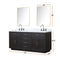 Lexora Abbey 72 in W x 22 in D Black Oak Double Bath Vanity and Carrara Marble Top