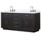 Lexora Abbey 72 in W x 22 in D Black Oak Double Bath Vanity, Carrara Marble Top, and Faucet Set