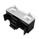 Lexora Abbey 72 in W x 22 in D Black Oak Double Bath Vanity, Carrara Marble Top, and Faucet Set