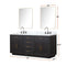 Lexora Abbey 72 in W x 22 in D Black Oak Double Bath Vanity, Carrara Marble Top, and Faucet Set