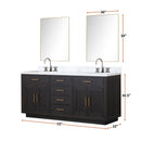 Lexora Abbey 72 in W x 22 in D Double Bath Vanity, Carrara Marble Top, and 34 in Mirrors