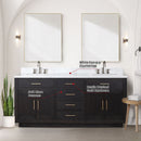 Lexora Abbey 72 in W x 22 in D Double Bath Vanity, Carrara Marble Top, Faucet Set, and 34 in Mirrors