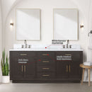 Lexora Abbey 72 in W x 22 in D Black Oak Double Bath Vanity and Carrara Marble Top