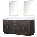 Lexora Abbey 72 in W x 22 in D Double Bath Vanity, Carrara Marble Top, and 34 in Mirrors