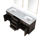 Lexora Abbey 72 in W x 22 in D Double Bath Vanity, Carrara Marble Top, and 34 in Mirrors