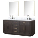 Lexora Abbey 72 in W x 22 in D Double Bath Vanity, Carrara Marble Top, Faucet Set, and 34 in Mirrors