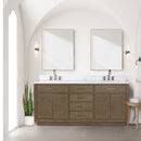 Lexora Abbey 72 in W x 22 in D Black Oak Double Bath Vanity and Carrara Marble Top