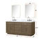 Lexora Abbey 72 in W x 22 in D Black Oak Double Bath Vanity, Carrara Marble Top, and Faucet Set