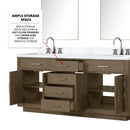 Lexora Abbey 72 in W x 22 in D Black Oak Double Bath Vanity, Carrara Marble Top, and Faucet Set