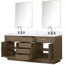 Lexora Abbey 72 in W x 22 in D Double Bath Vanity, Carrara Marble Top, Faucet Set, and 34 in Mirrors