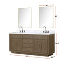 Lexora Abbey 72 in W x 22 in D Double Bath Vanity, Carrara Marble Top, Faucet Set, and 34 in Mirrors