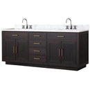 Lexora Abbey 80 in W x 22 in D Double Bath Vanity, Carrara Marble Top, and Faucet Set