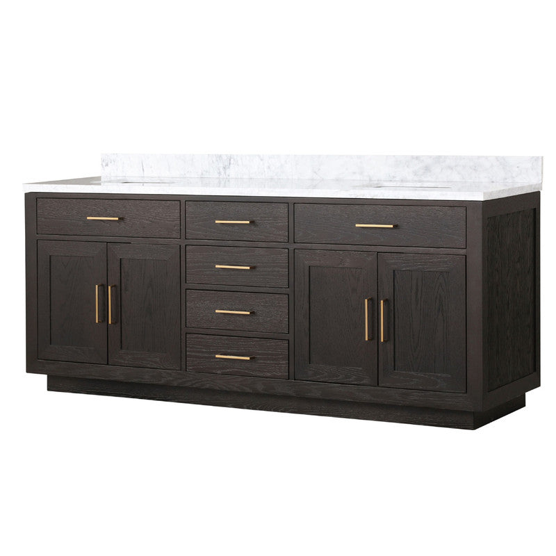 Lexora Abbey 80 in W x 22 in D Double Bath Vanity and Carrara Marble Top