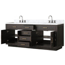 Lexora Abbey 80 in W x 22 in D Double Bath Vanity, Carrara Marble Top, and Faucet Set