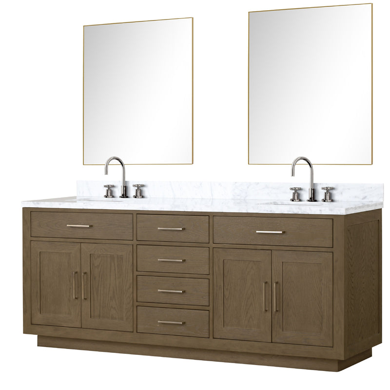 Lexora Abbey 80" W x 22" D Double Bath Vanity Carrara Marble Top with Faucet Set and 36"Mirrors