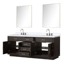 Lexora Abbey 84" W x 22" D Double Bath Vanity Carrara Marble Top with Faucet Set and 36" Mirrors