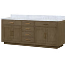 Lexora Abbey 84" W x 22" D Double Bath Vanity and Carrara Marble Top