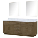 Lexora Abbey 84" W x 22" D Double Bath Vanity Carrara Marble Top and 36" Mirrors