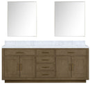 Lexora Abbey 84" W x 22" D Double Bath Vanity Carrara Marble Top and 36" Mirrors