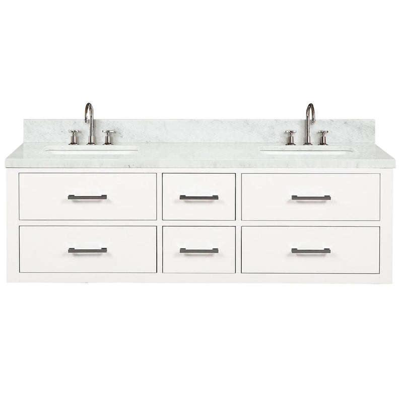 Lexora Castor 60" W x 22" D Double Bath Vanity Carrara Marble Top With Faucet Set