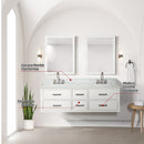 Lexora Castor 60" W x 22" D Double Bath Vanity Carrara Marble Top with Faucet Set and 28" Mirrors