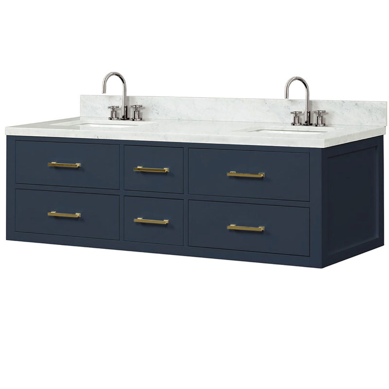 Lexora Castor 60" W x 22" D Double Bath Vanity Carrara Marble Top With Faucet Set