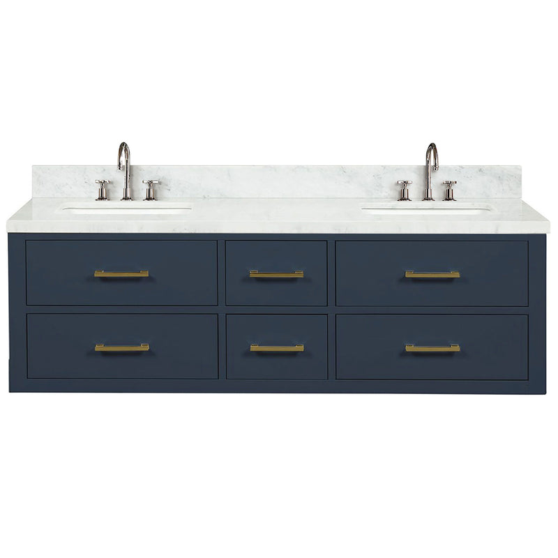 Lexora Castor 60" W x 22" D Double Bath Vanity Carrara Marble Top With Faucet Set