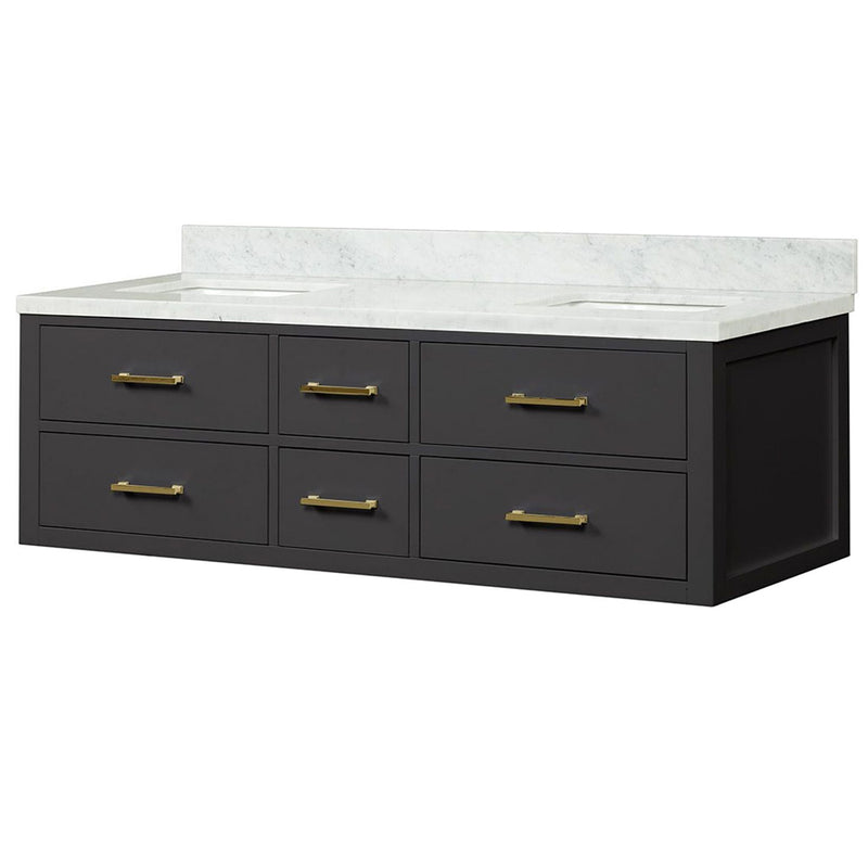 Lexora Castor 60" W x 22" D Bath Vanity and Carrara Marble Top