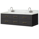 Lexora Castor 60" W x 22" D Double Bath Vanity Carrara Marble Top With Faucet Set