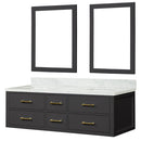 Lexora Castor 60" W x 22" D Double Bath Vanity Carrara Marble Top and 28" Mirrors