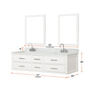 Lexora Castor 72" W x 22" D White Double Bath Vanity and Carrara Marble Top