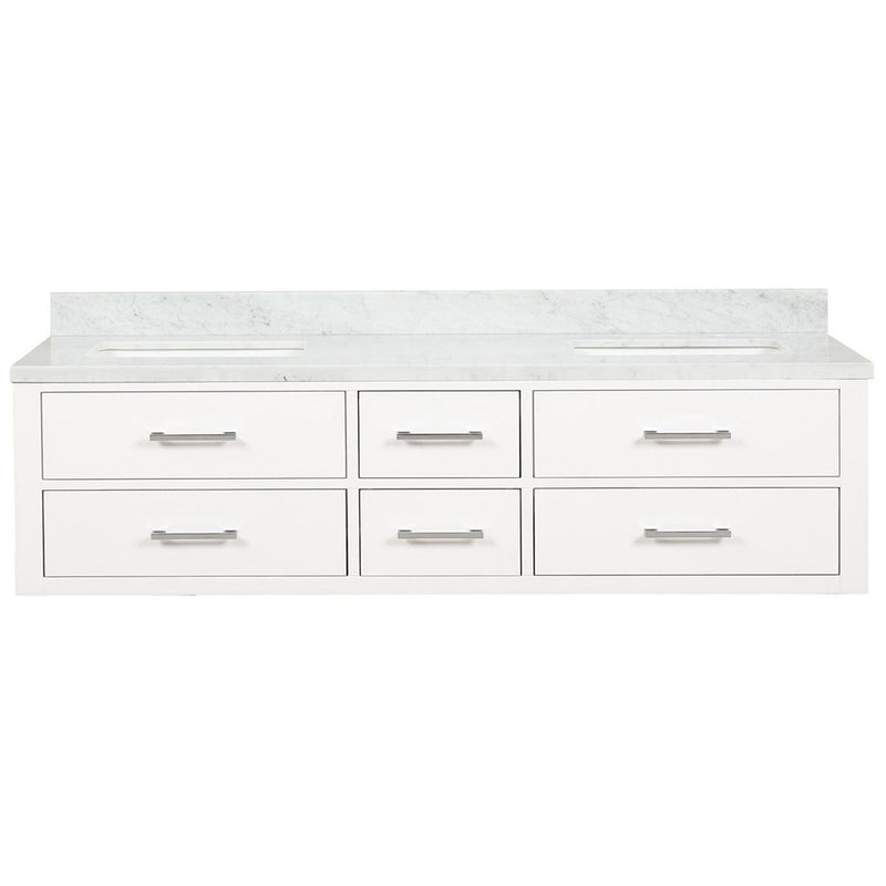 Lexora Castor 72" W x 22" D White Double Bath Vanity and Carrara Marble Top