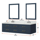 Lexora Castor 72" W x 22" D Black Double Bath Vanity Carrara Marble Top with Faucet Set and 34" Mirrors