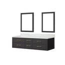 Lexora Castor 72" W x 22" D Black Double Bath Vanity Carrara Marble Top and 34" Mirrors