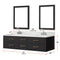 Lexora Castor 72" W x 22" D Black Double Bath Vanity Carrara Marble Top with Faucet Set and 34" Mirrors