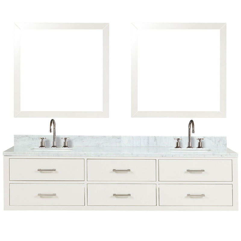 Lexora Castor 80" W x 22" D Black Double Bath Vanity Carrara Marble Top with Faucet Set and 36" Mirrors