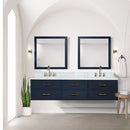 Lexora Castor 80" W x 22" D Black Double Bath Vanity and Carrara Marble Top