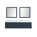 Lexora Castor 80" W x 22" D Black Double Bath Vanity Carrara Marble Top and 36" Mirrors