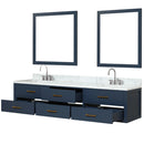 Lexora Castor 80" W x 22" D Black Double Bath Vanity Carrara Marble Top with Faucet Set and 36" Mirrors