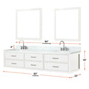 Lexora Castor 84" W x 22" D Black Double Bath Vanity Carrara Marble Top and 36" Mirrors