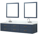 Lexora Castor 84" W x 22" D Black Double Bath Vanity Carrara Marble Top with Faucet Set and 36" Mirrors