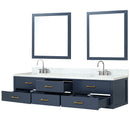 Lexora Castor 84" W x 22" D Black Double Bath Vanity Carrara Marble Top with Faucet Set and 36" Mirrors