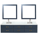 Lexora Castor 84" W x 22" D Black Double Bath Vanity Carrara Marble Top with Faucet Set and 36" Mirrors